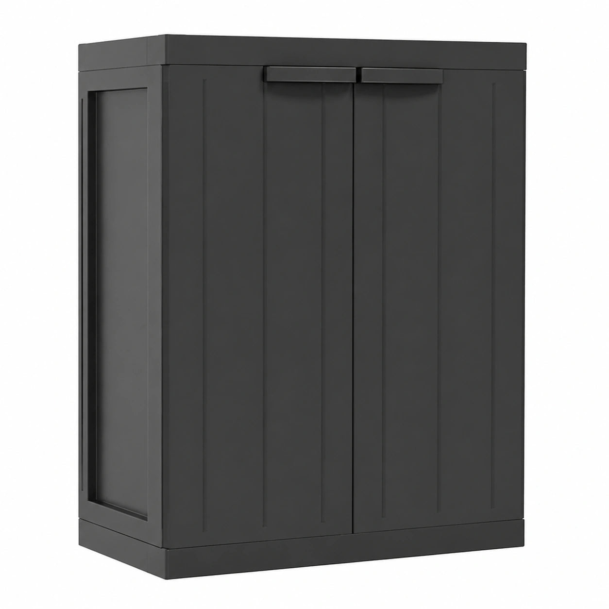 Wetterfester Gartenschrank mit Stauraum und Schloss, Kunststoff, Schwarz, 65x37x85 cm