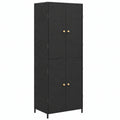 Gartenschrank aus Poly Rattan, 59x40x180 cm, Schwarz