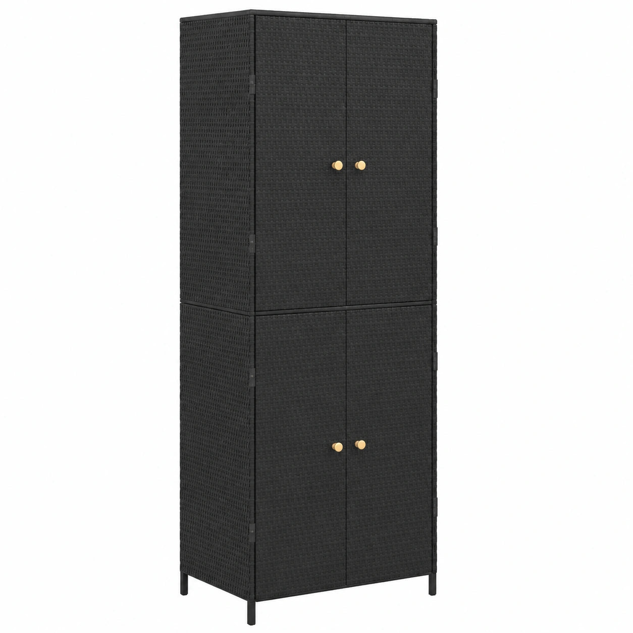 Gartenschrank aus Poly Rattan, 59x40x180 cm, Schwarz