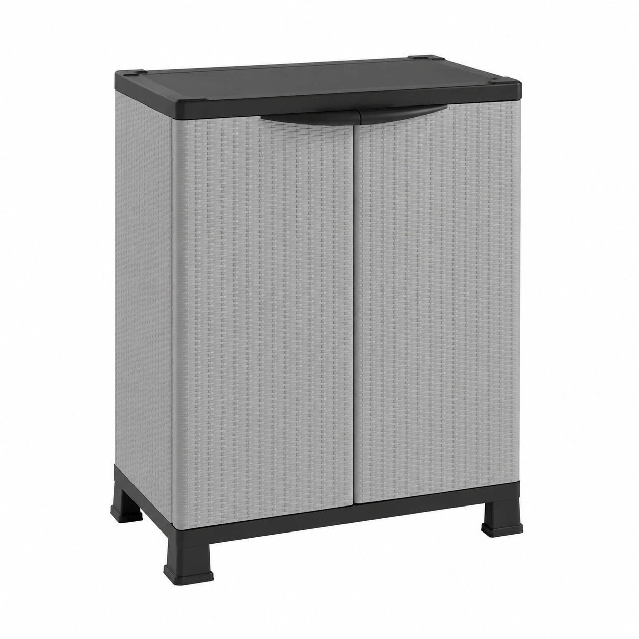 Kreher Kunststoffschrank im Rattan-Look, höhenverstellbar, 20 kg Tragfähigkeit, mittelgroß