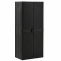 Hochwertiger Kunststoff-Gartenschrank mit Rattan-Optik, schwarz, 65x45x172 cm