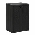 vidaXL Kunststoff Gartenschrank mit Rattanmuster, Schwarz, 65x45x88 cm