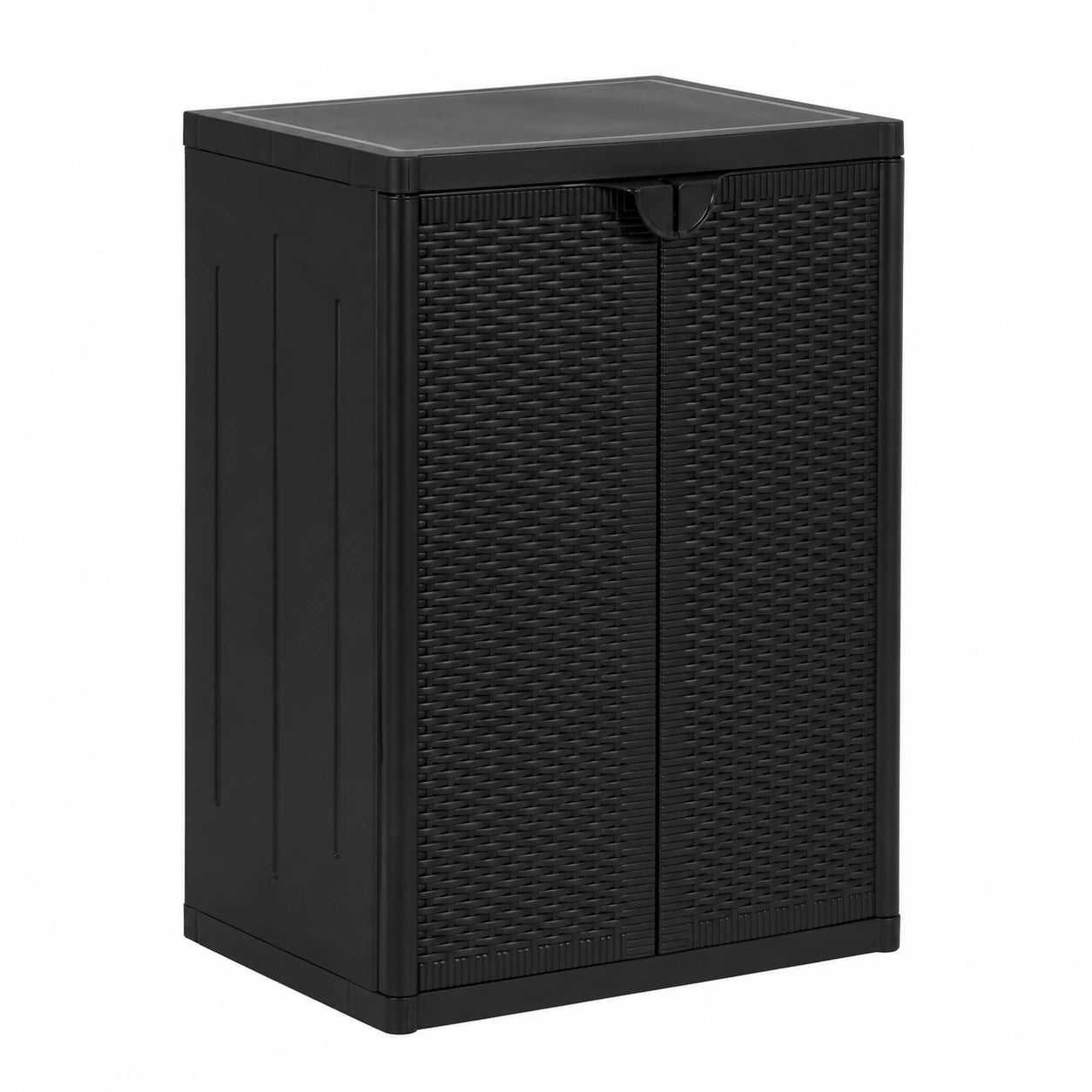 vidaXL Kunststoff Gartenschrank mit Rattanmuster, Schwarz, 65x45x88 cm