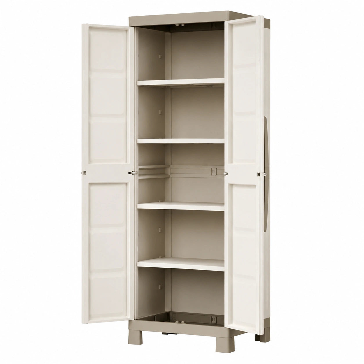 Keter Hochwertiger Kunststoffschrank, verstellbar, 65x45x182 cm, beige/taupe