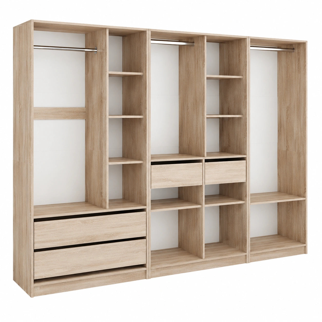 Vicco Elmo Kleiderschrank, Sonoma Eiche, 280 x 200 cm, 3-teiliges Set, für vielseitige Kleideraufbewahrung