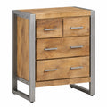 Industrielles Mangoholz-Sideboard mit Eisenrahmen und 4 Schubladen, 60x35x70 cm, ideal für Wohnzimmer, Schlafzimmer und Flur