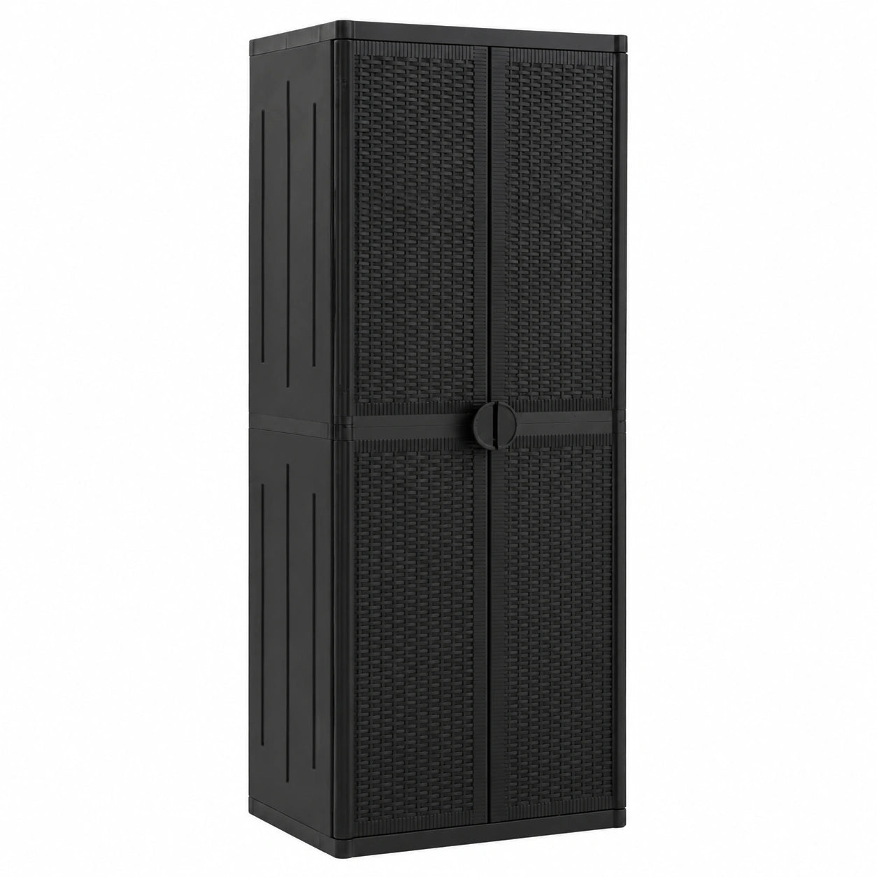 vidaXL Outdoor Kunststoffschrank mit Rattan-Optik Schwarz, 65x45x172cm