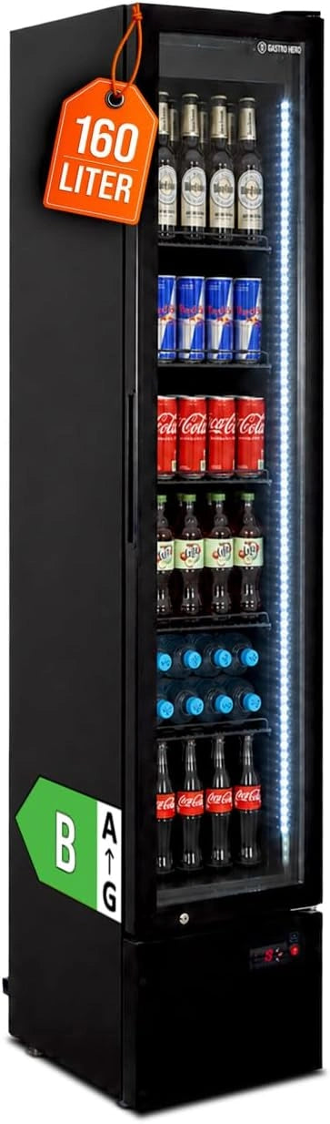 GastroHero Kühlschrank, 160 L, Schwarz