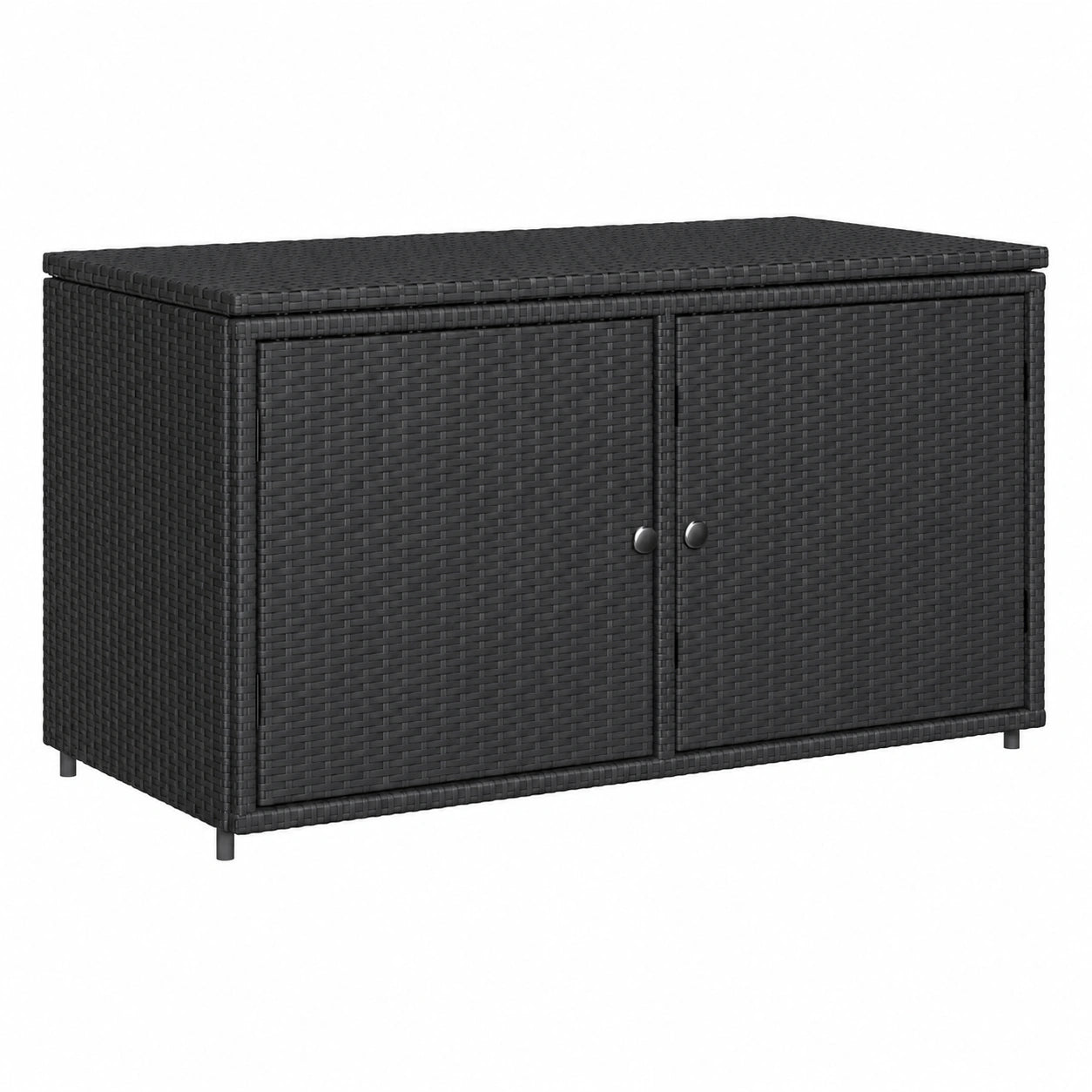 vidaXL Poly Rattan Gartenschrank mit Türen, Vielseitiger Stauraum für Balkon und Terrasse, Schwarz