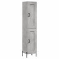 Hochschrank Betongrau 34,5x34x180cm für Flur und Garten, wetterfester Küchenschrank mit Metall und Holzwerkstoff