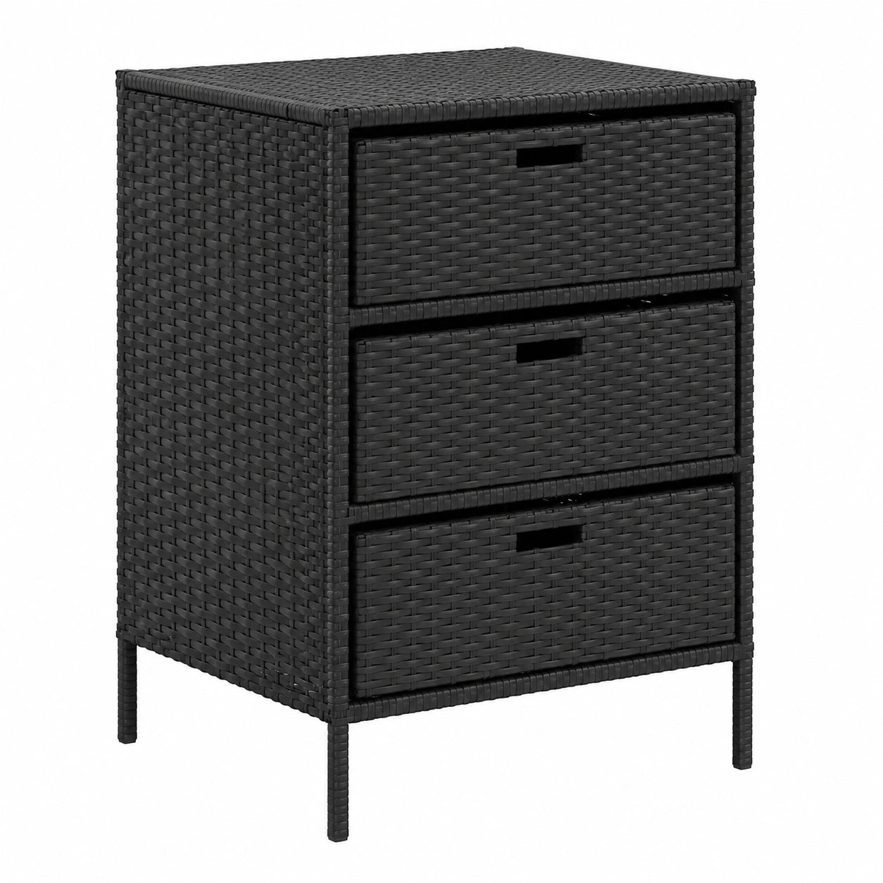 Poly Rattan Gartenschrank mit Großem Stauraum, Wetterfester Terrassenschrank