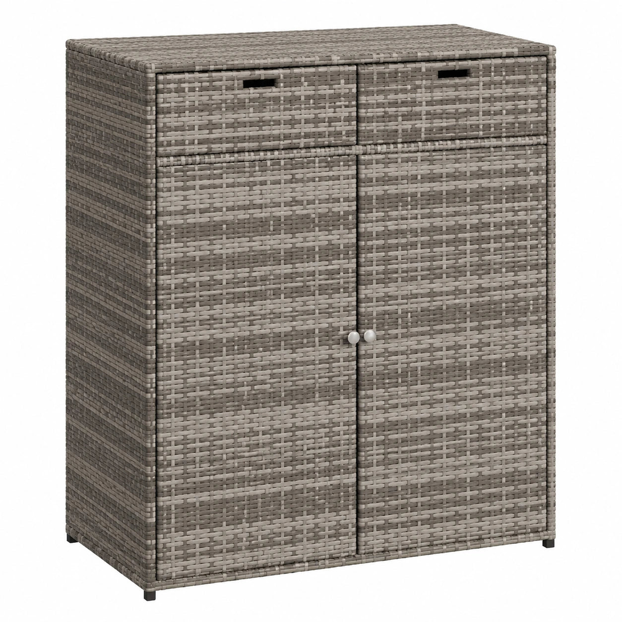 Hochwertiger Outdoor-Gartenschrank in Grau | 105x55x113 cm | Wetterfestes Poly-Rattan | Perfekt für Balkon & Pool
