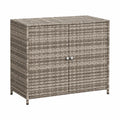 Tomostar Outdoor-Kunstharzschrank mit Polyrattan-Design, grau, 83 x 45 x 76 cm