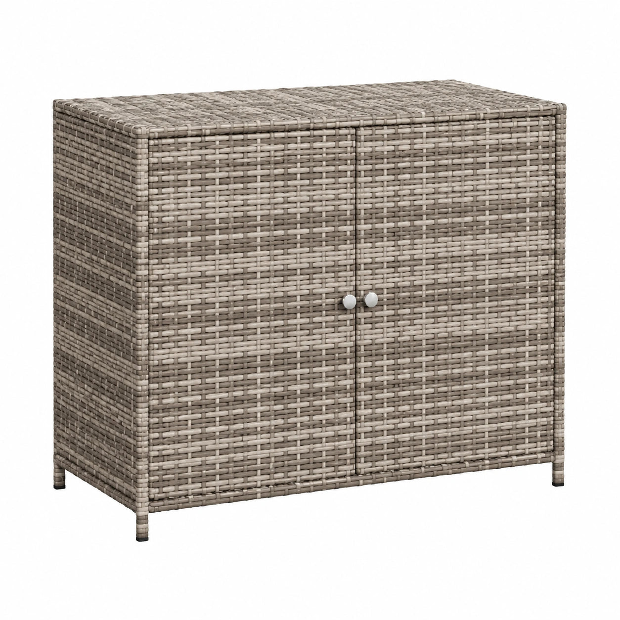 Tomostar Outdoor-Kunstharzschrank mit Polyrattan-Design, grau, 83 x 45 x 76 cm