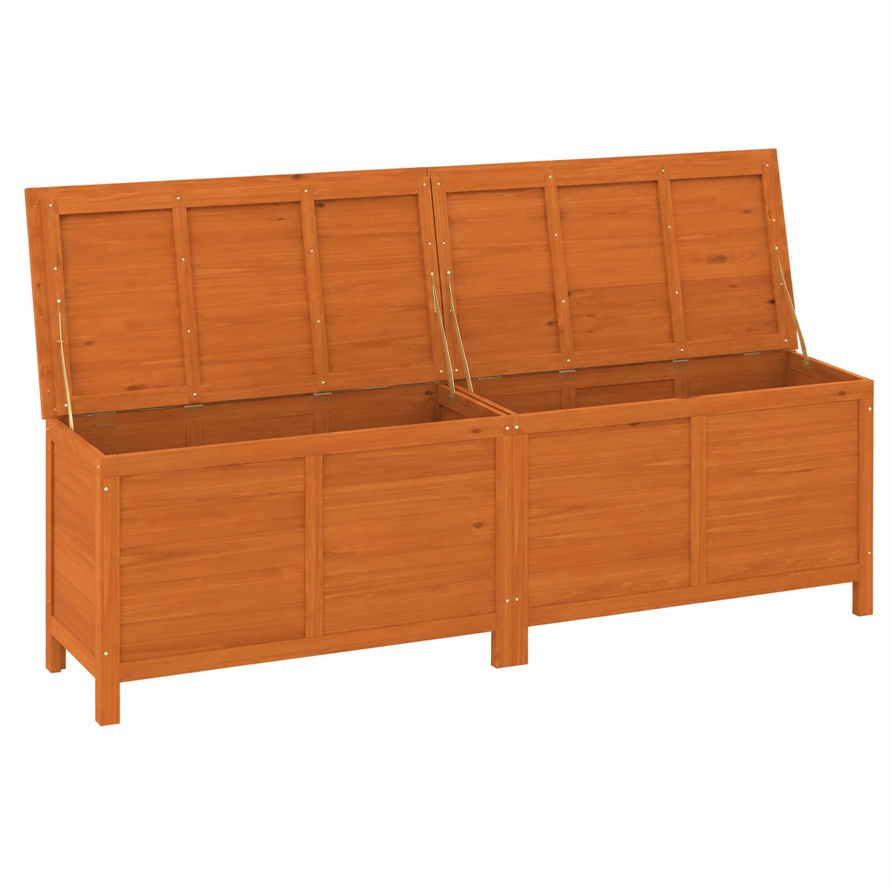 Große Holz-Gartenbox 198,5x50x56,5 cm, robuste Tannenholz-Aufbewahrung für Garten, Terrasse und Balkon, hellbraun
