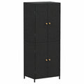 Gartenschrank aus Poly Rattan, Schwarz, 59x40x180 cm - Ideal für Terrasse und Balkon