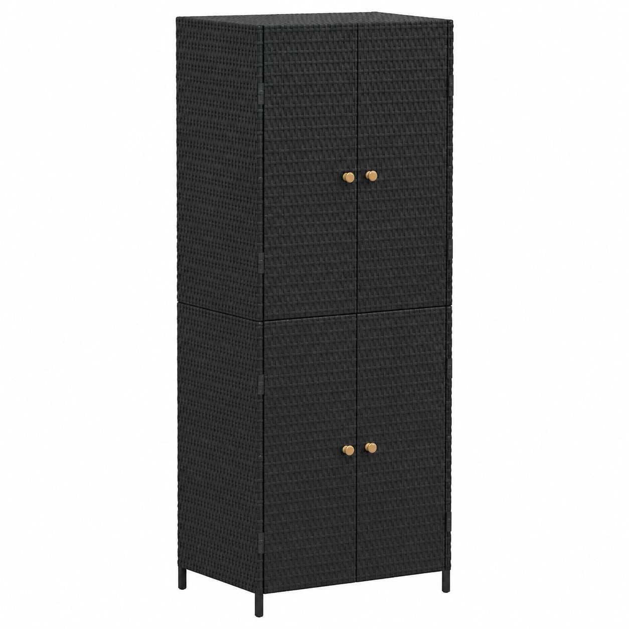 Gartenschrank aus Poly Rattan, Schwarz, 59x40x180 cm - Ideal für Terrasse und Balkon