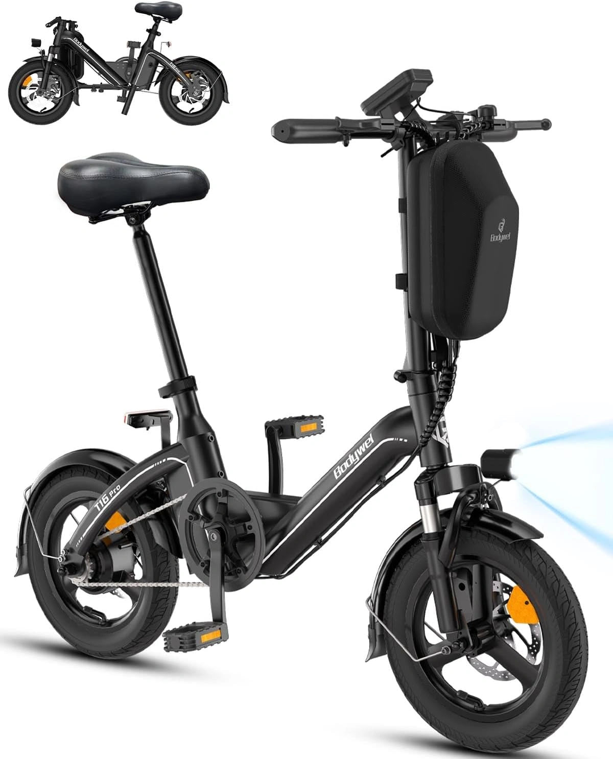 Bodywel E-Bike T16PRO, 14 Zoll, Reichweite bis 45 km, 10 Ah, 36 V, Schwarz