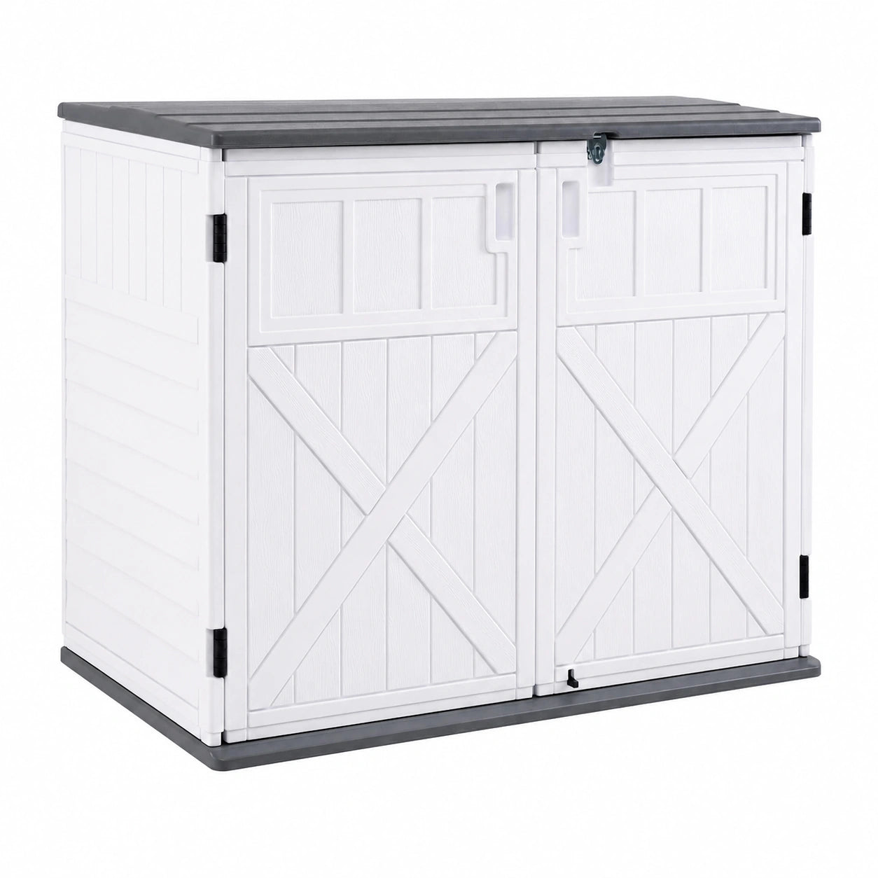 Wetterfester Gartenschrank aus HDPE mit verstellbarem Regal und abschließbaren Türen, 118 x 63 x 94 cm
