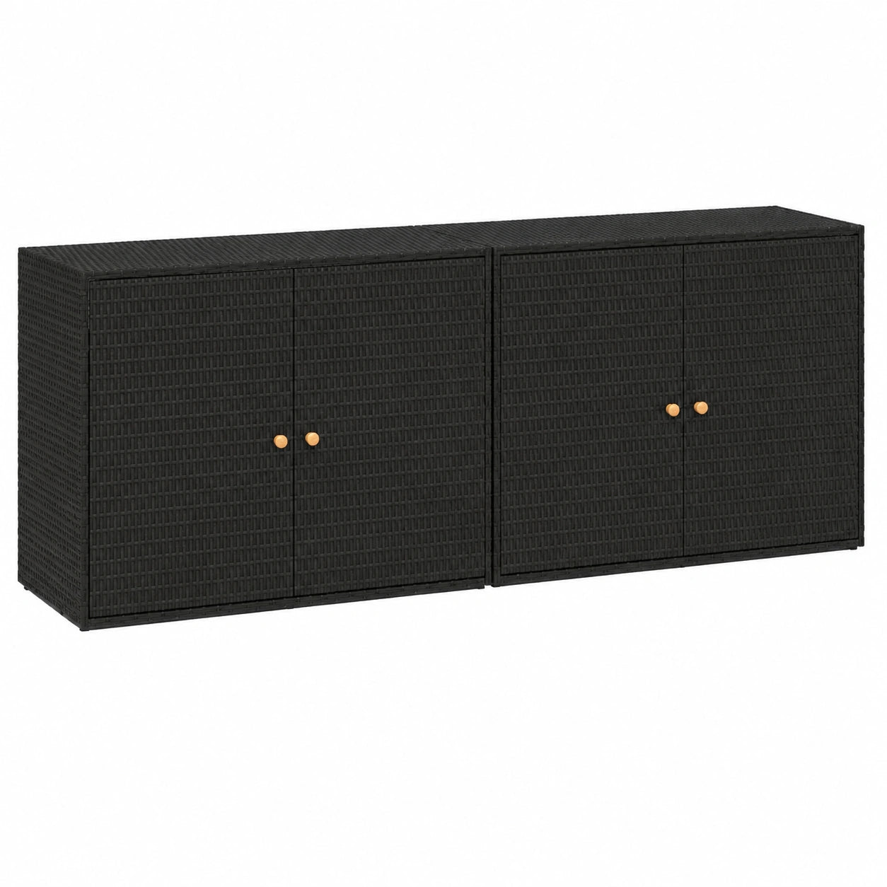 Hochwertiger Poly-Rattan-Gartenschrank, wetterfester Allzweckschrank, schwarz, 198x55,5x80 cm für Außen- und Balkonbereich