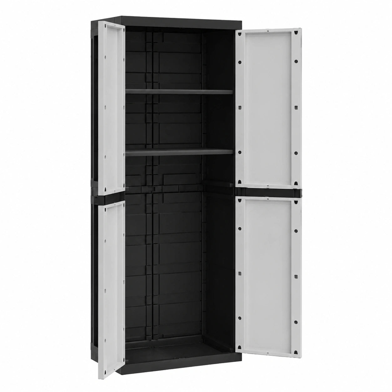 Wetterfester Gartenschrank aus PP in Grau und Schwarz, 97x37x165 cm