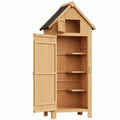 Gartenschrank aus Holz mit Regalen, Belüftetem Dach und Naturfinish, 77x54,2x179 cm