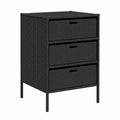 LAPOOH Wetterfester Poly-Rattan Gartenschrank 55x59x80 cm, Schwarz, für Geräte und Outdoor