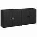 KOIECETA Poly Rattan Aufbewahrungsschrank für Garten & Balkon, Schwarz, 198x55,5x80cm