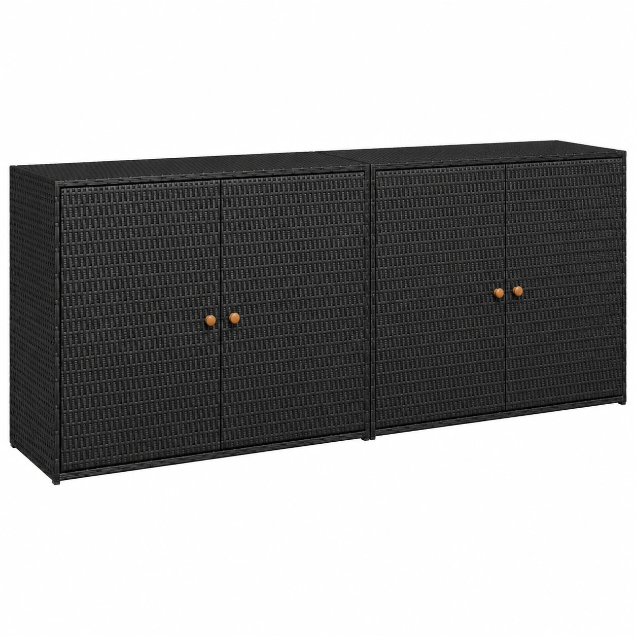 KOIECETA Poly Rattan Aufbewahrungsschrank für Garten & Balkon, Schwarz, 198x55,5x80cm