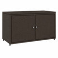 Myheimly Poly Rattan Gartenschrank mit Türen, Großer Stauraum für Balkon oder Terrasse, Braun, 110x55x60,5 cm