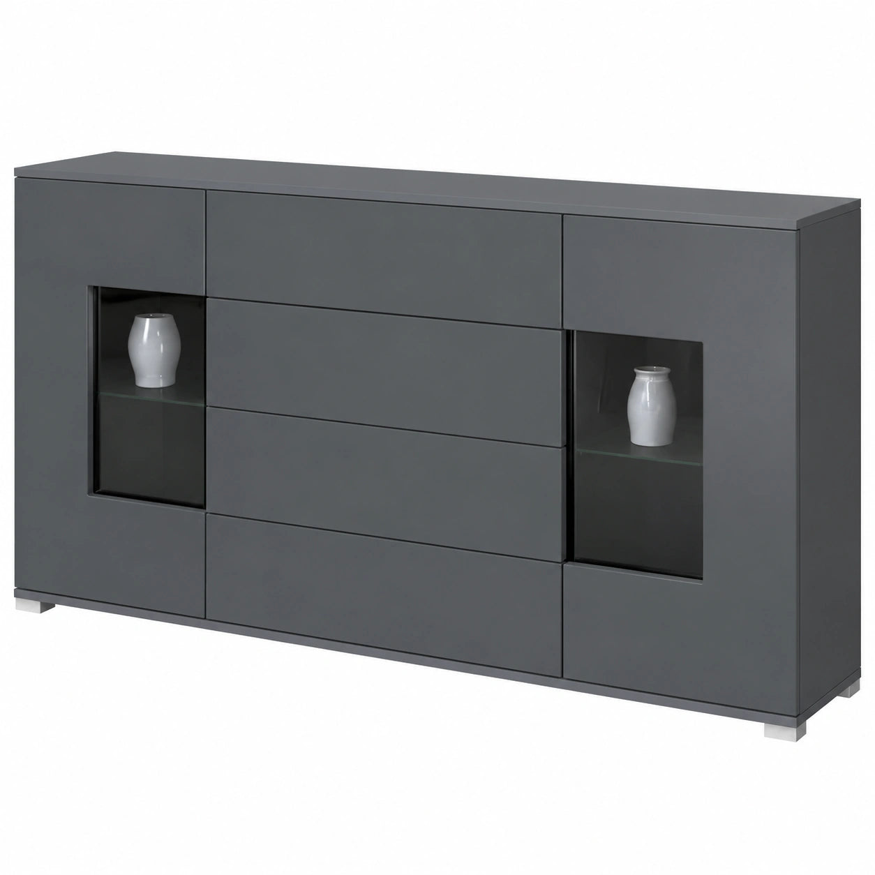 Elegante Kommode Grömitz V2 mit Stauraum, Anthrazit/Grau
