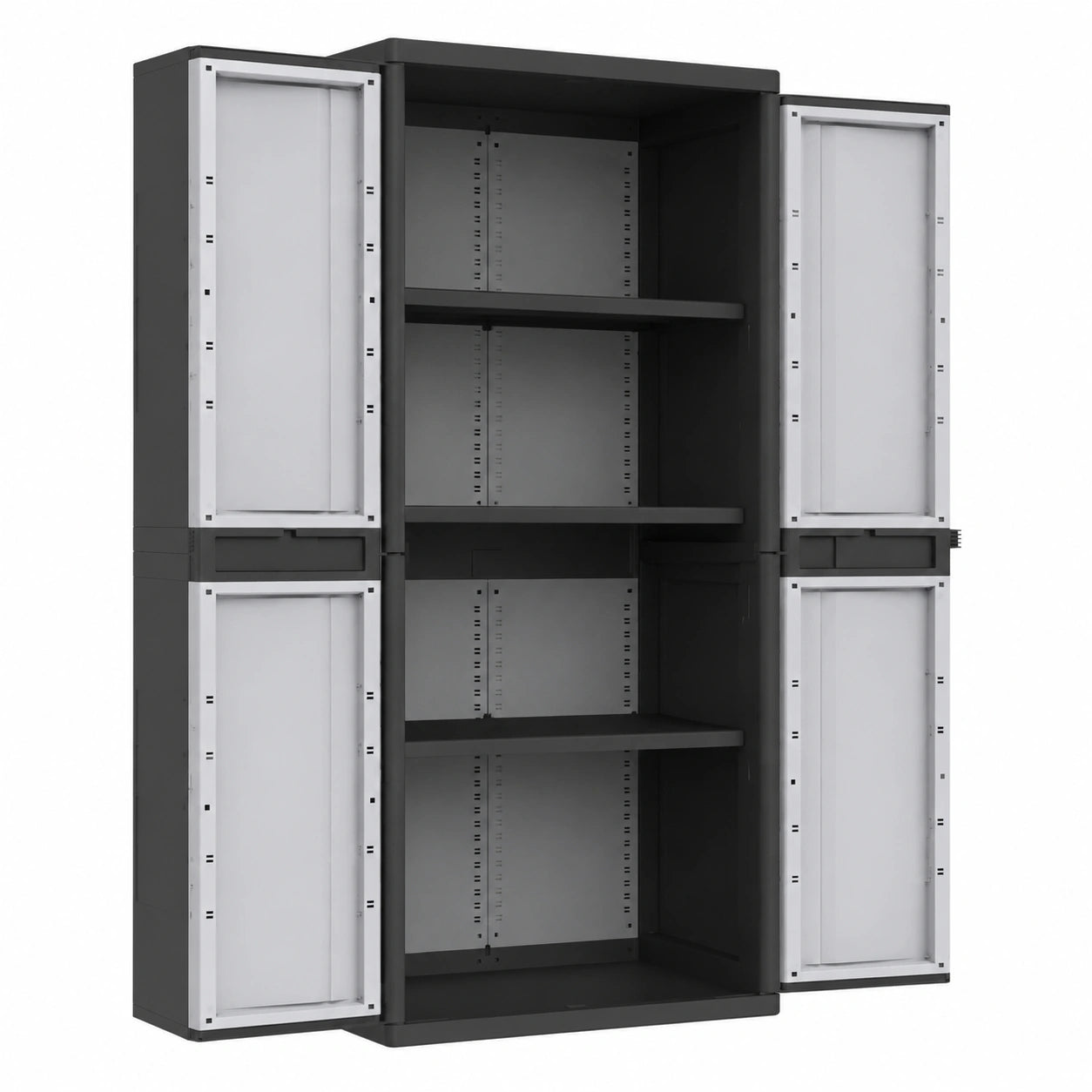 Geräumiger Kreher Kunststoffschrank mit 3 verstellbaren Einlegeböden und abschließbaren Türen, 89,7 x 53,7 x 180 cm
