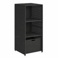 Rattan Gartenschrank, Aufbewahrungsbox, 2-stöckig, für Balkon und Terrasse, 50x55x115 cm, Schwarz