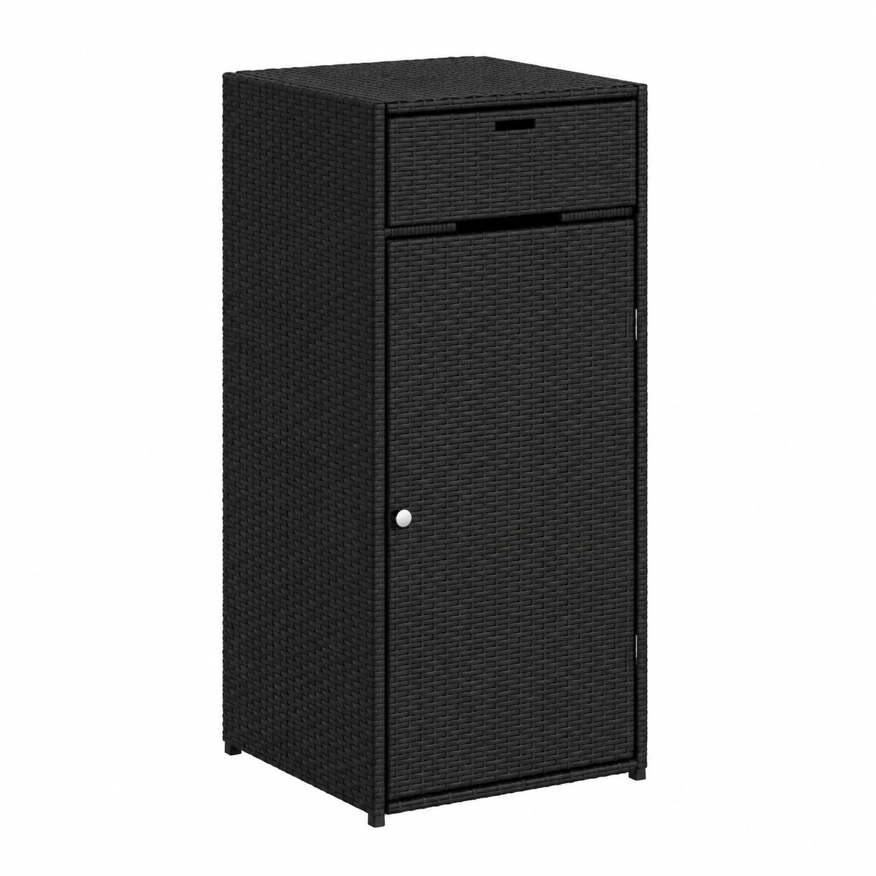 Moderner Poly-Rattan Gartenschrank, schwarz, 55x55x111 cm - Vielseitiger Stauraum für Balkon und Terrasse