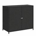 Hochwertiger Schwarzer Gartenschrank aus Poly Rattan, 83x45x76 cm, Wetterfeste Aufbewahrung für Garten und Terrasse