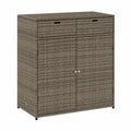 Willood Poly Rattan Gartenschrank mit Doppeltüren und Stauraum, Grau, 105x55x113 cm
