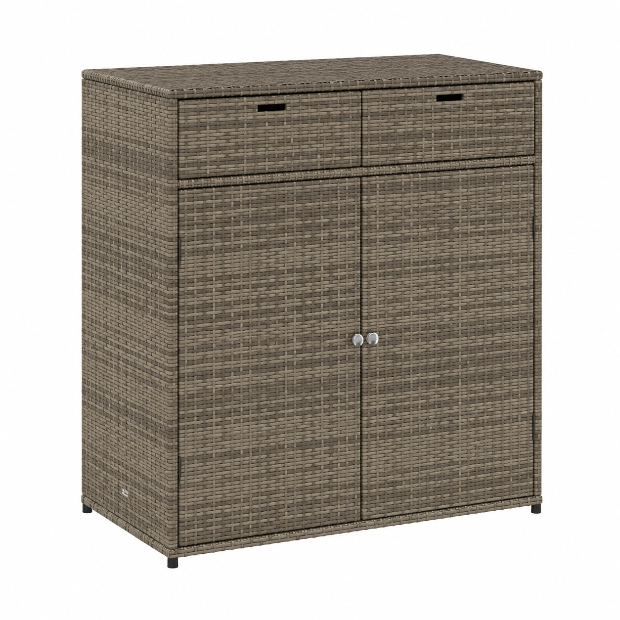Willood Poly Rattan Gartenschrank mit Doppeltüren und Stauraum, Grau, 105x55x113 cm