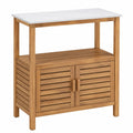 Akazienholz Gartenschrank mit Regalflächen für Terrasse und Balkon, 80x40x90,5 cm