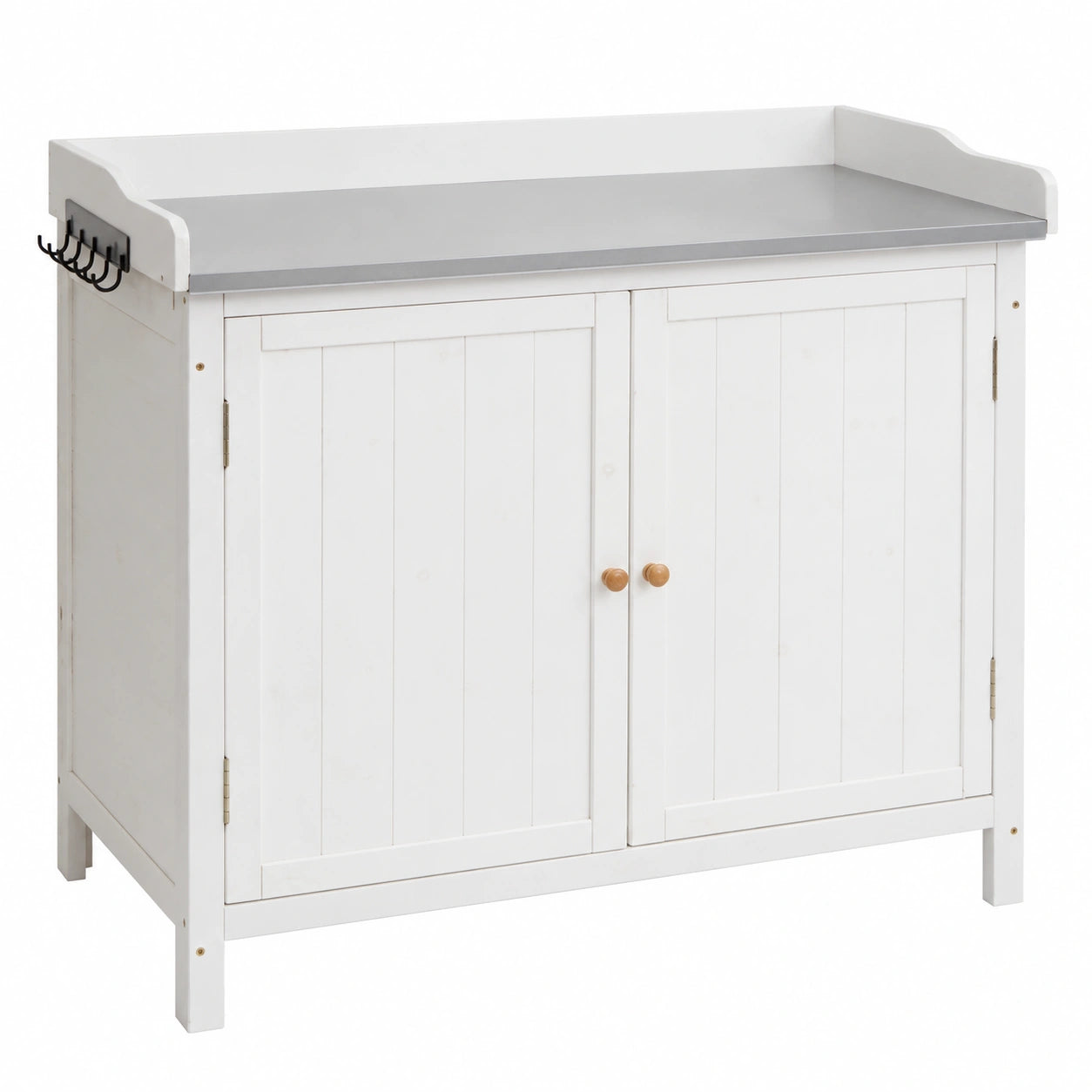Gartenschrank mit Arbeitsfläche aus Tannenholz, FSC-zertifiziert, 86x104x52cm, Weiß