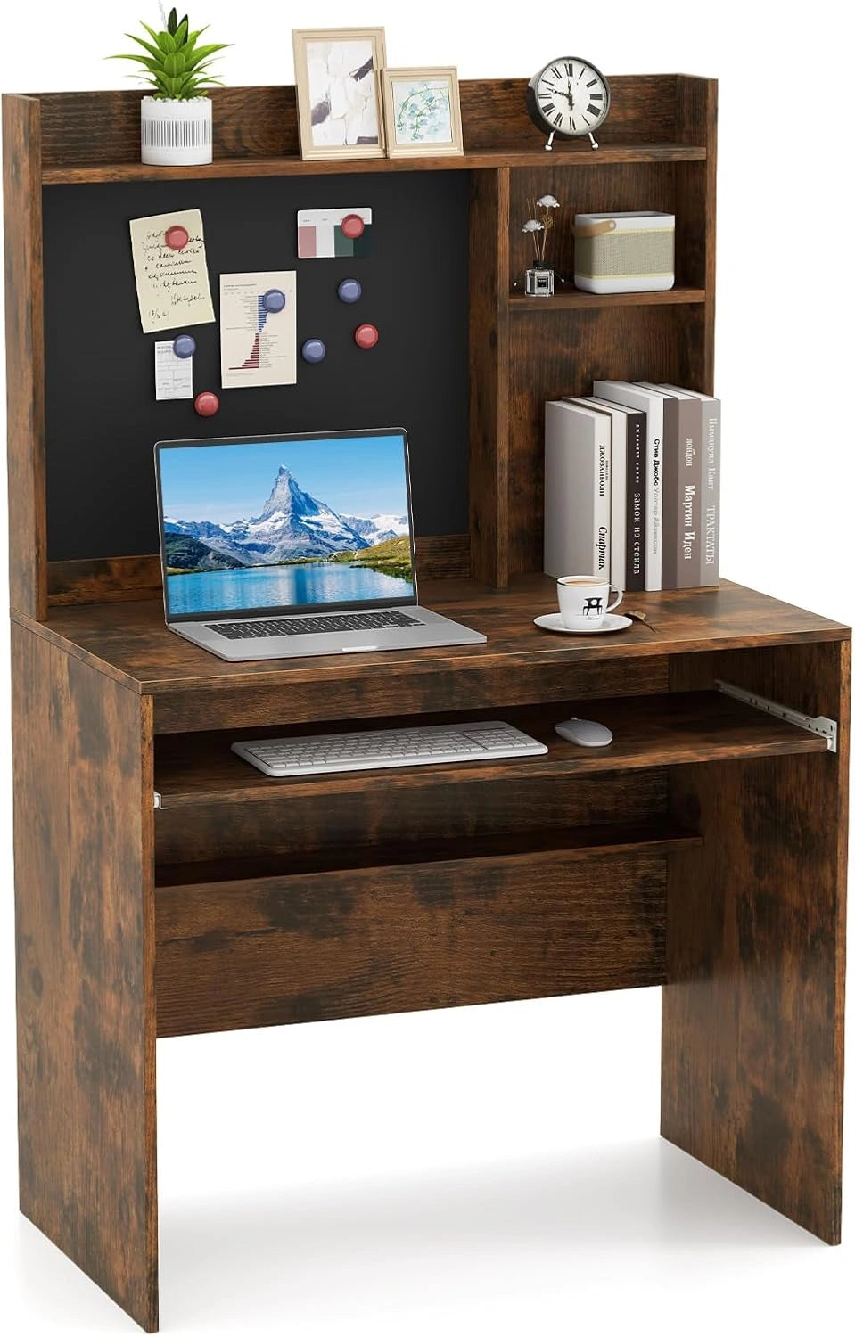 COSTWAY Schreibtisch, Braun
