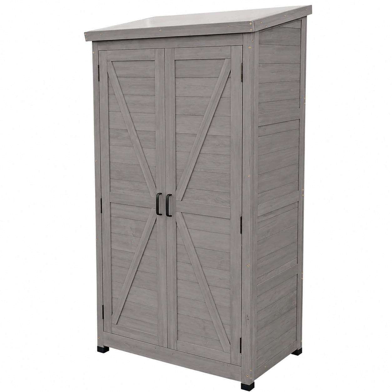 AXI Garten Geräteschrank aus Holz in Grau mit 3 Ablagen, 85 x 52 x 174 cm