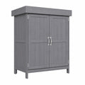 Wetterfester Outsunny Gartenschrank aus Tannenholz, Dunkelgrau, 74x43x88 cm, mit Doppeltür und 2 Fächern