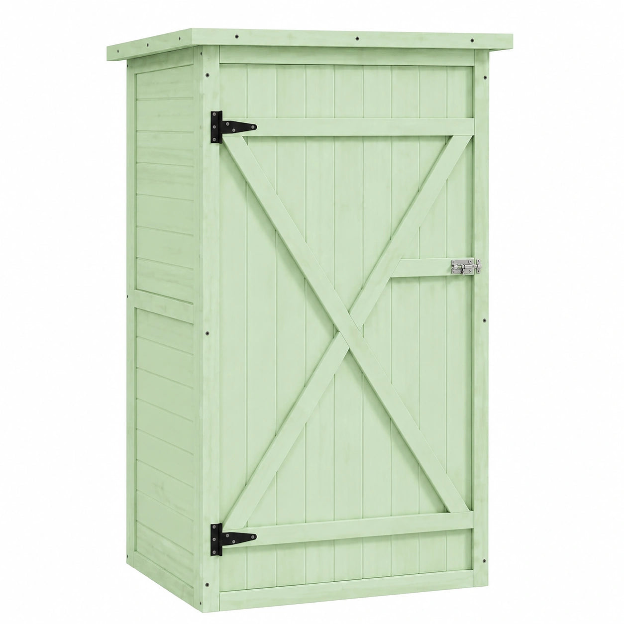 Outsunny Wetterfester Holz-Gartenschrank mit Tür und Böden, 75x56x115 cm