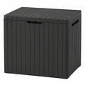 Keter City Box 113L Aufbewahrung, Dunkelgrau, 55x44x57,8cm, Balkon- und Terrassenlösung in Holzoptik