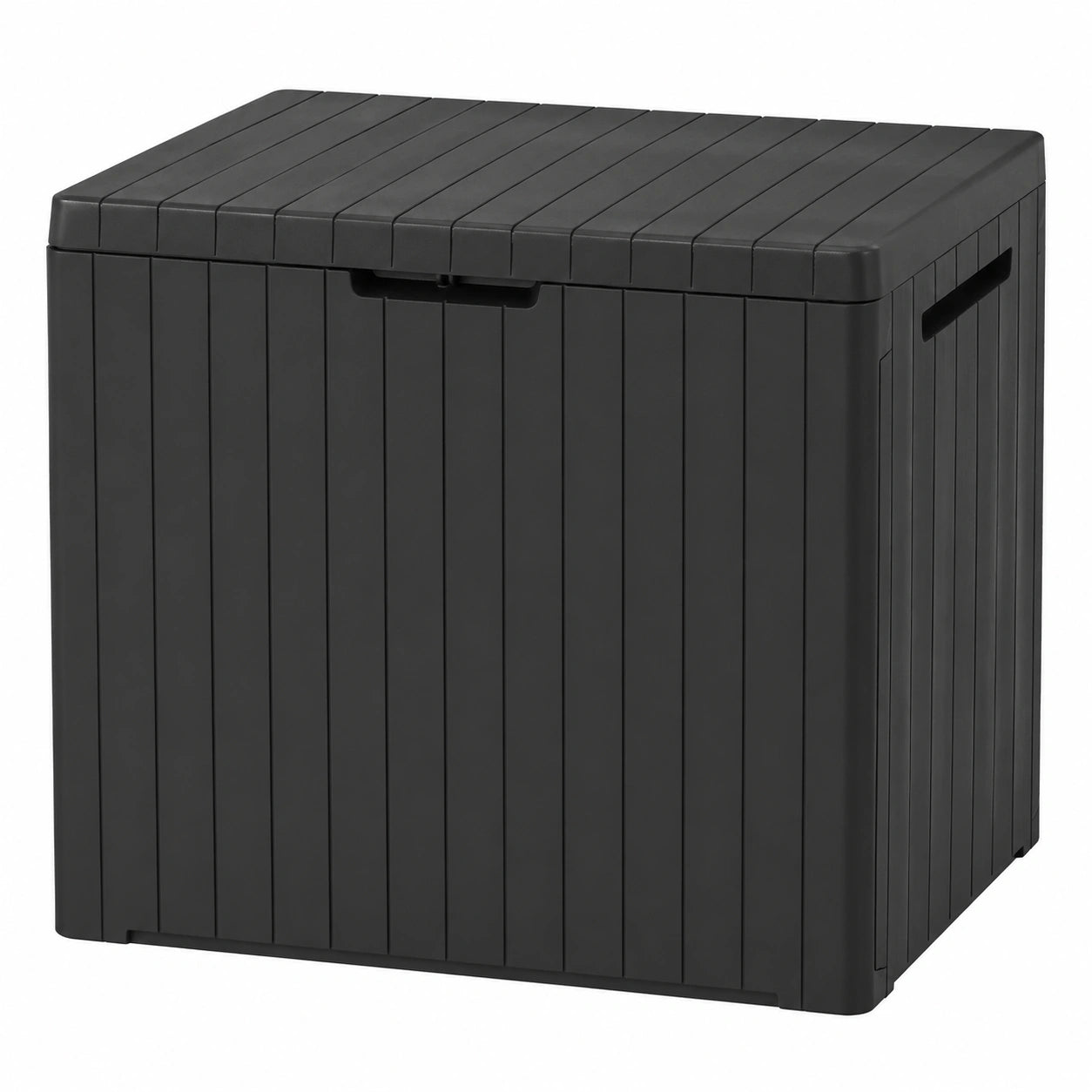 Keter City Box 113L Aufbewahrung, Dunkelgrau, 55x44x57,8cm, Balkon- und Terrassenlösung in Holzoptik