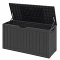 DWVO Wasserdichte Gartenbox mit Gasdruckfeder, 380L Stauraum, Dunkelgrau