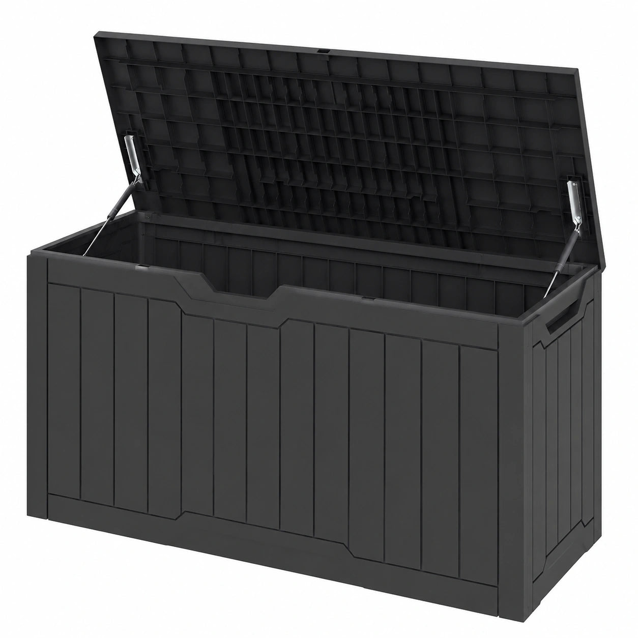 DWVO Wasserdichte Gartenbox mit Gasdruckfeder, 380L Stauraum, Dunkelgrau