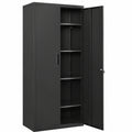 Schwarzer Stahlschrank mit Schloss und verstellbaren Böden für Büro und Garage