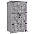 Outsunny Hochbeet-Gartenschrank aus Holz mit Regalen und wasserdichtem Dach, Grau