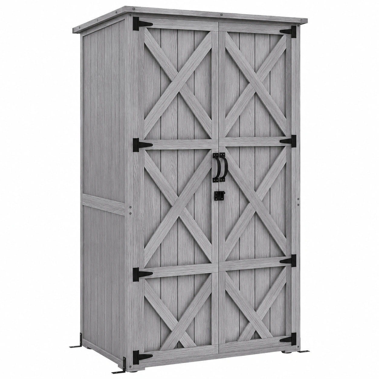Outsunny Hochbeet-Gartenschrank aus Holz mit Regalen und wasserdichtem Dach, Grau